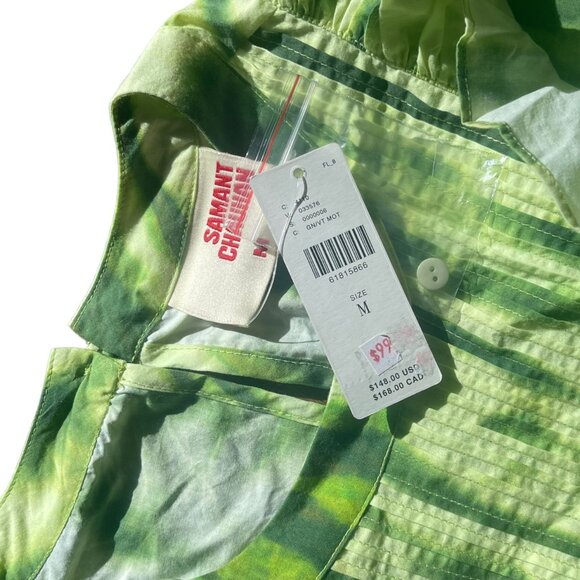 NWT Anthropologie Samant Chauhan Emilia Ruffled Tie Dyed Green Top Medium - Picture 8 of 10